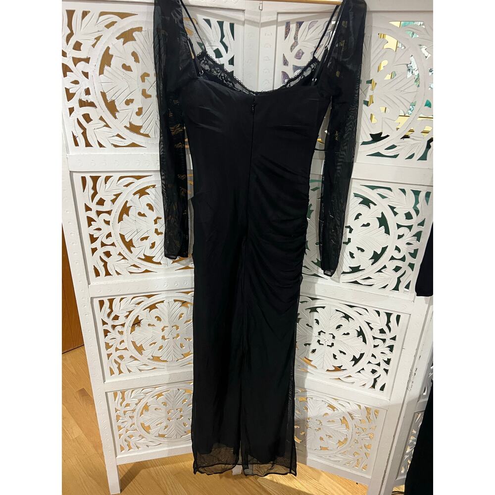 Black Lace-Trim Cowl Neck Midi Dress - Picture 4 of 4